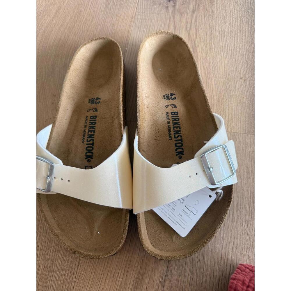 Birkenstock White Single Strap Slip-On Sandals with Buckle